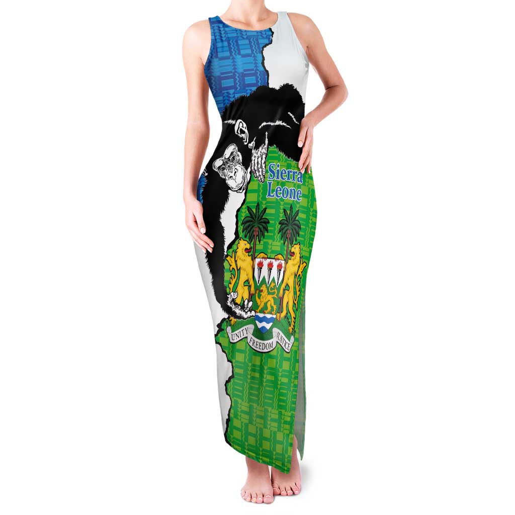 Personalised Sierra Leone Tank Maxi Dress Chimpanzee With Coat Of Arms - Wonder Print Shop