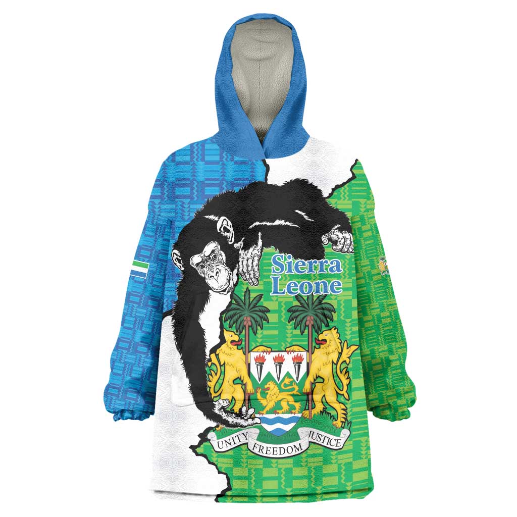 Personalised Sierra Leone Wearable Blanket Hoodie Chimpanzee With Coat Of Arms