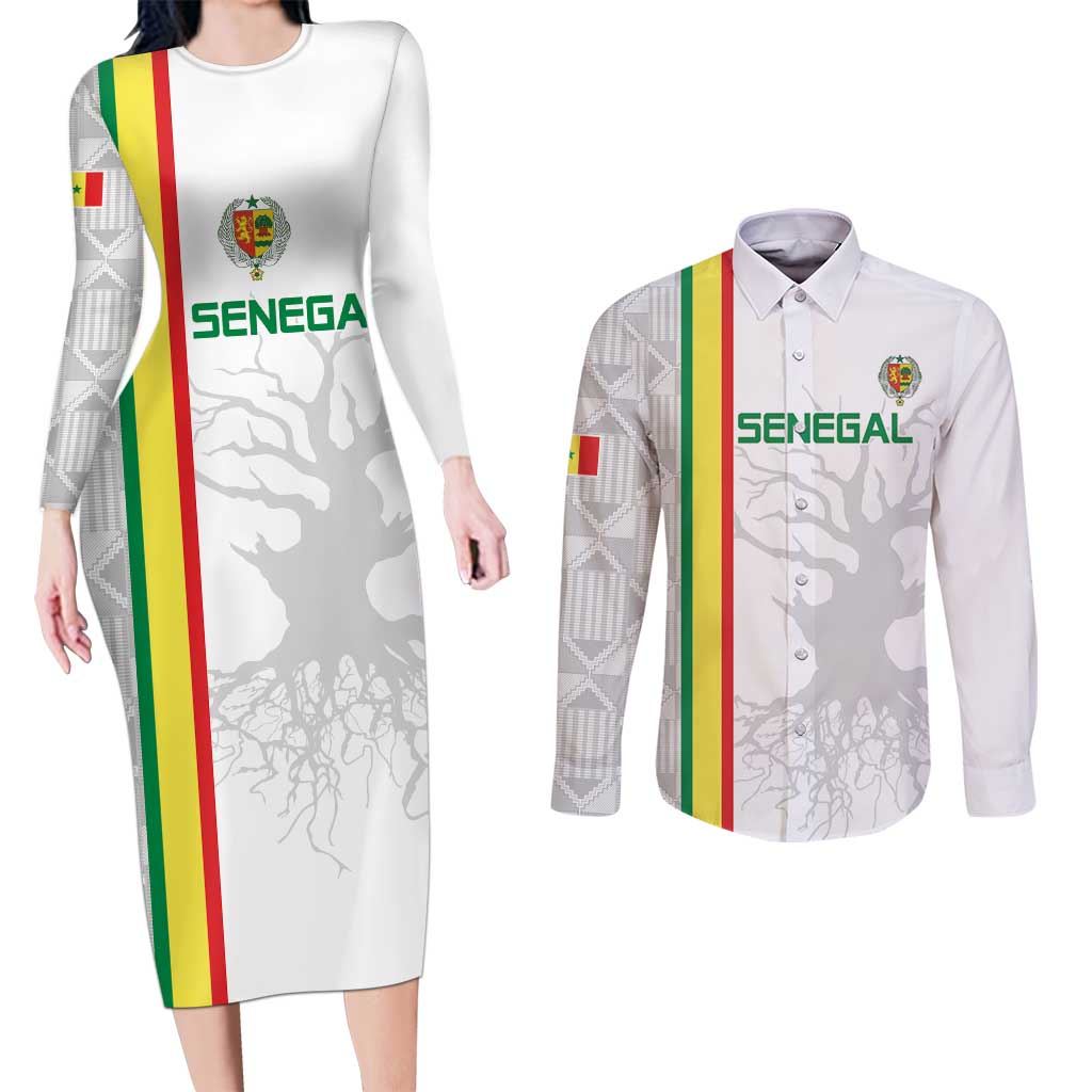 Custom Senegal Football Couples Matching Long Sleeve Bodycon Dress and Long Sleeve Button Shirt Road To Champions