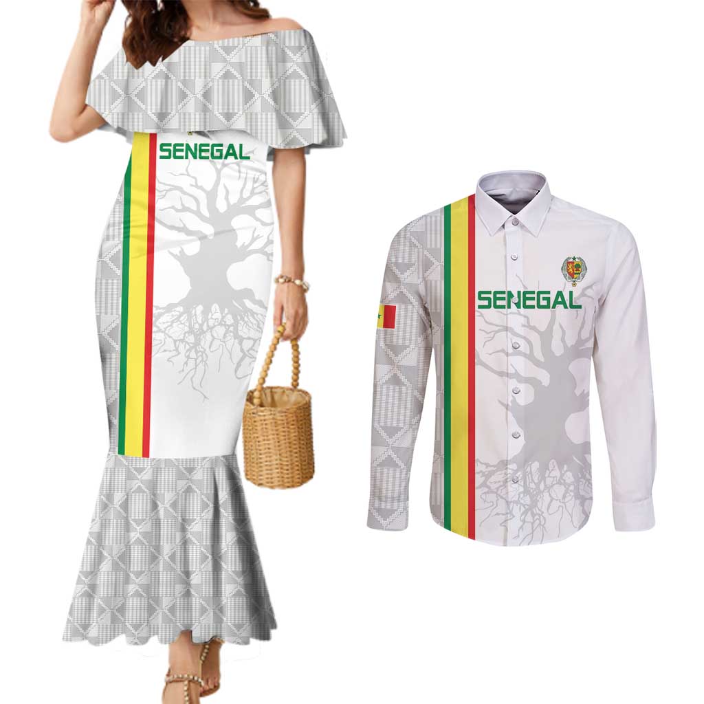 Custom Senegal Football Couples Matching Mermaid Dress and Long Sleeve Button Shirt Road To Champions