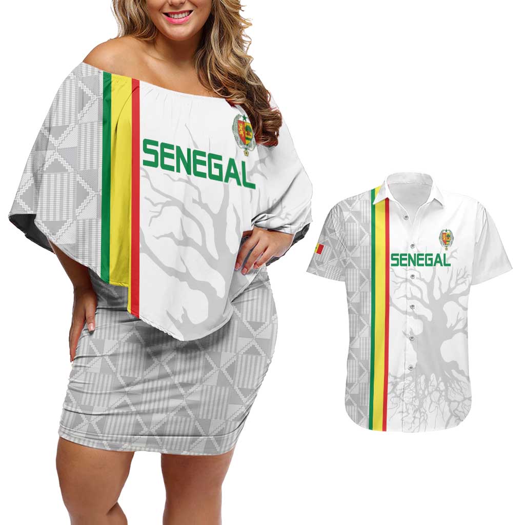 Custom Senegal Football Couples Matching Off Shoulder Short Dress and Hawaiian Shirt Road To Champions