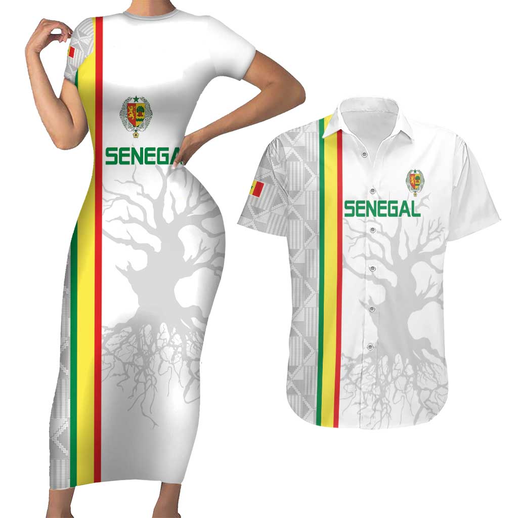 Custom Senegal Football Couples Matching Short Sleeve Bodycon Dress and Hawaiian Shirt Road To Champions