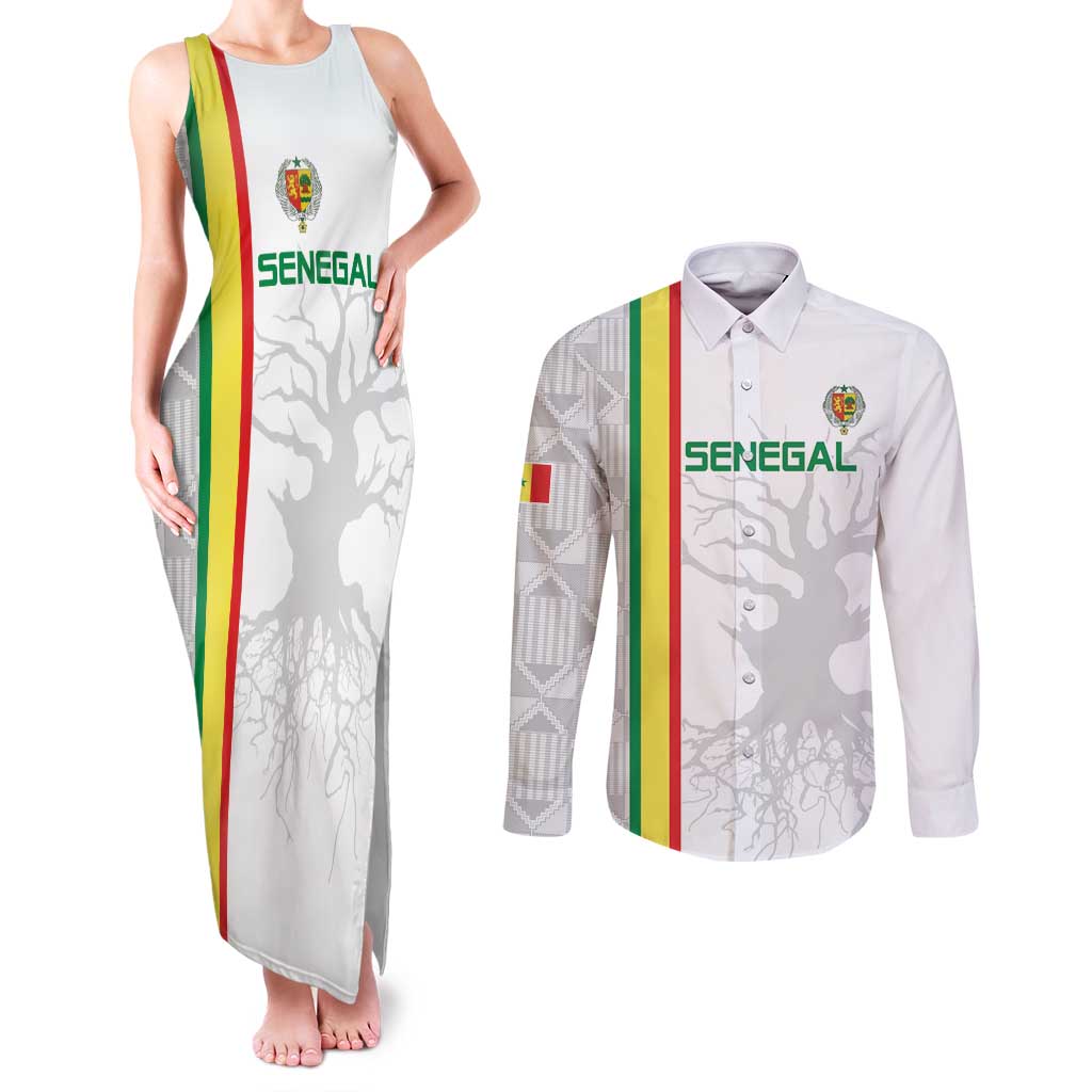 Custom Senegal Football Couples Matching Tank Maxi Dress and Long Sleeve Button Shirt Road To Champions