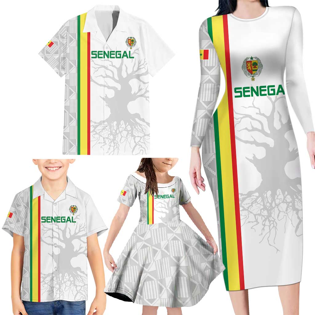 Custom Senegal Football Family Matching Long Sleeve Bodycon Dress and Hawaiian Shirt Road To Champions