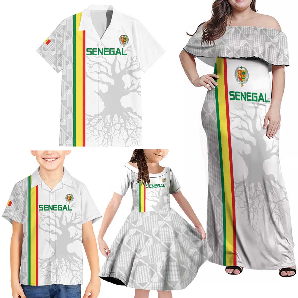 Custom Senegal Football Family Matching Off Shoulder Maxi Dress and Hawaiian Shirt Road To Champions