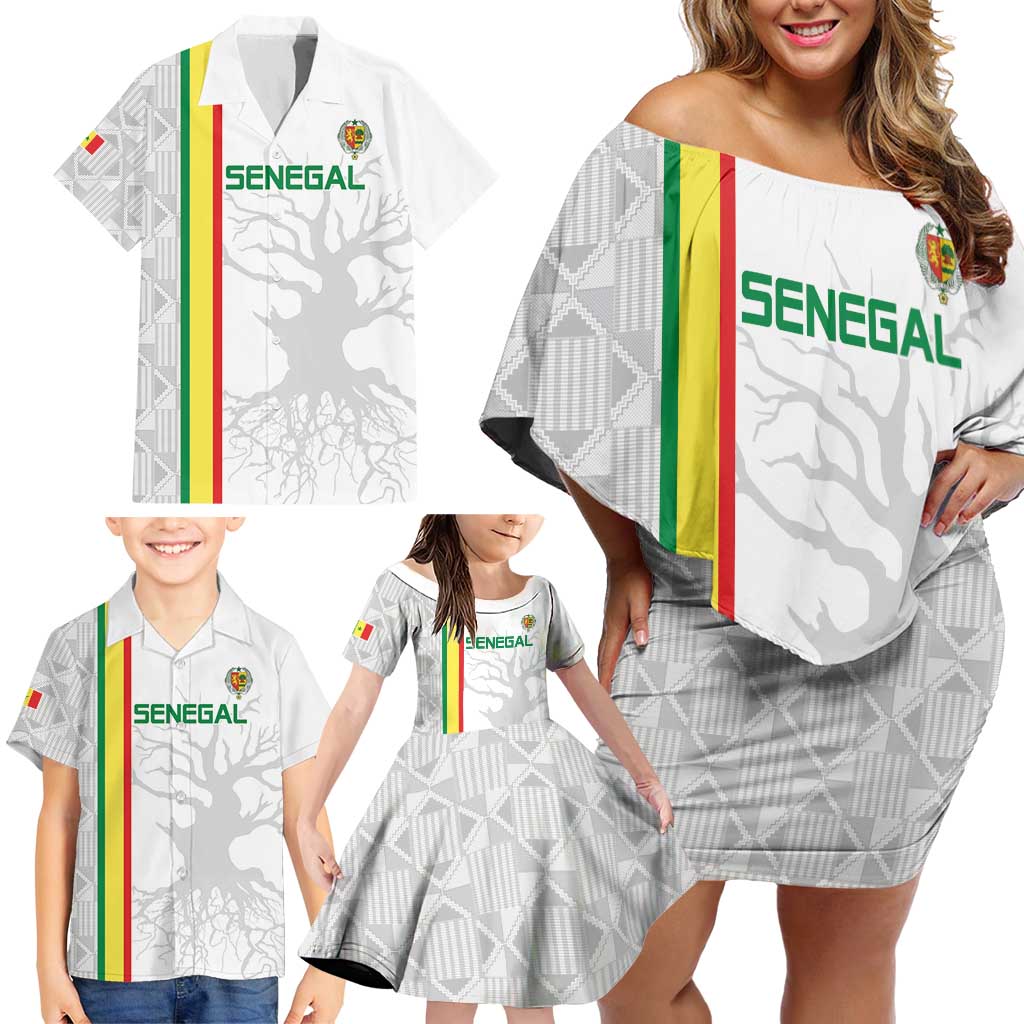 Custom Senegal Football Family Matching Off Shoulder Short Dress and Hawaiian Shirt Road To Champions