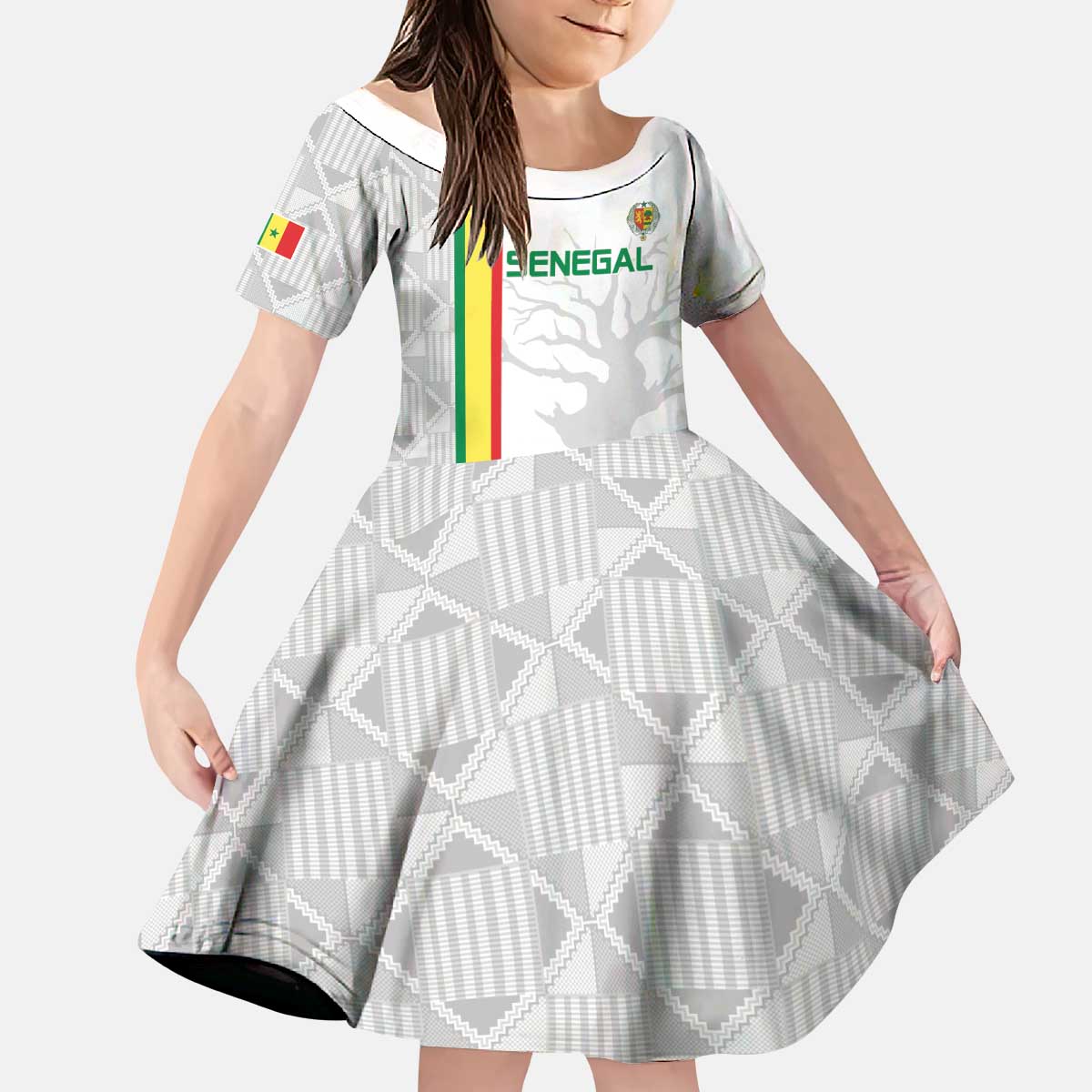 Custom Senegal Football Kid Short Sleeve Dress Road To Champions