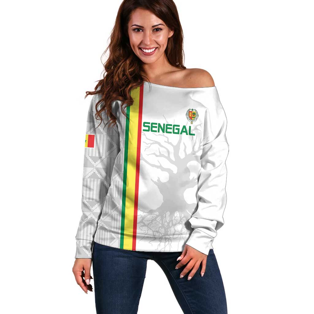 Custom Senegal Football Off Shoulder Sweater Road To Champions