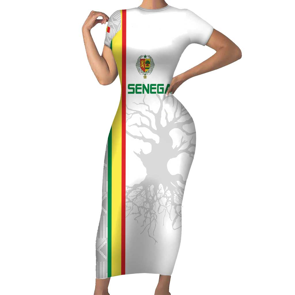 Custom Senegal Football Short Sleeve Bodycon Dress Road To Champions