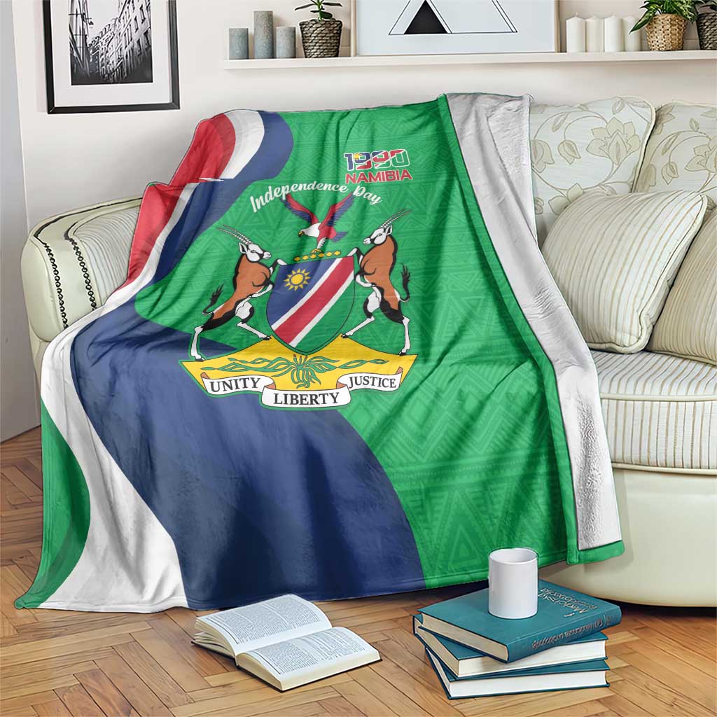 Personalised Namibia Independence Day Blanket Coat Of Arms With African Pattern