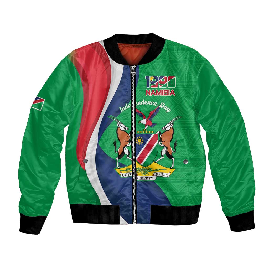 Personalised Namibia Independence Day Bomber Jacket Coat Of Arms With African Pattern