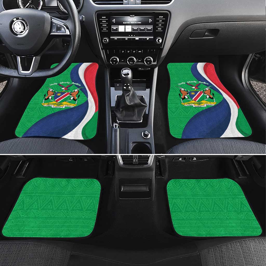 Personalised Namibia Independence Day Car Mats Coat Of Arms With African Pattern