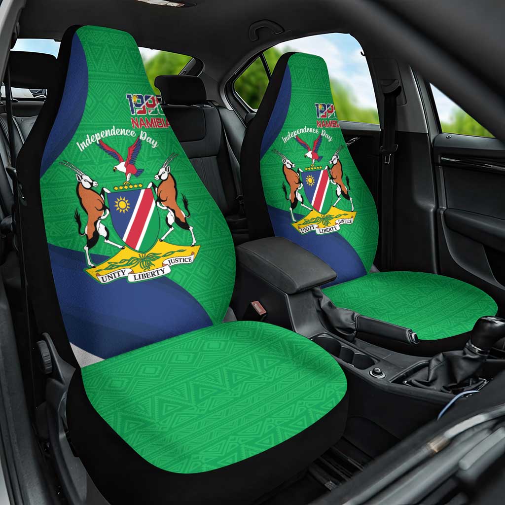 Personalised Namibia Independence Day Car Seat Cover Coat Of Arms With African Pattern