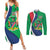 Personalised Namibia Independence Day Couples Matching Summer Maxi Dress and Long Sleeve Button Shirt Coat Of Arms With African Pattern