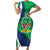 Personalised Namibia Independence Day Family Matching Short Sleeve Bodycon Dress and Hawaiian Shirt Coat Of Arms With African Pattern