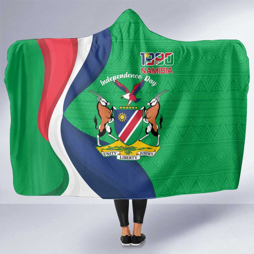 Personalised Namibia Independence Day Hooded Blanket Coat Of Arms With African Pattern