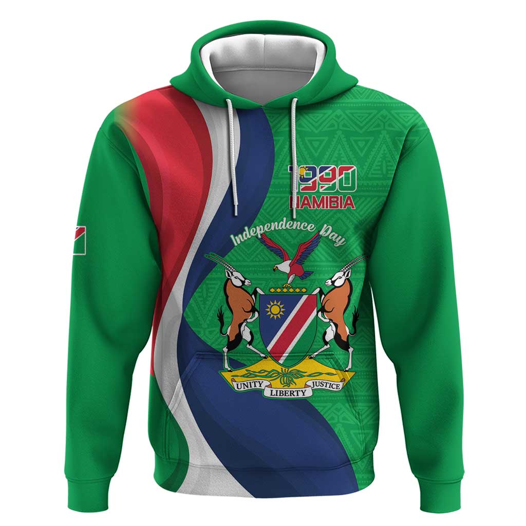 Personalised Namibia Independence Day Hoodie Coat Of Arms With African Pattern