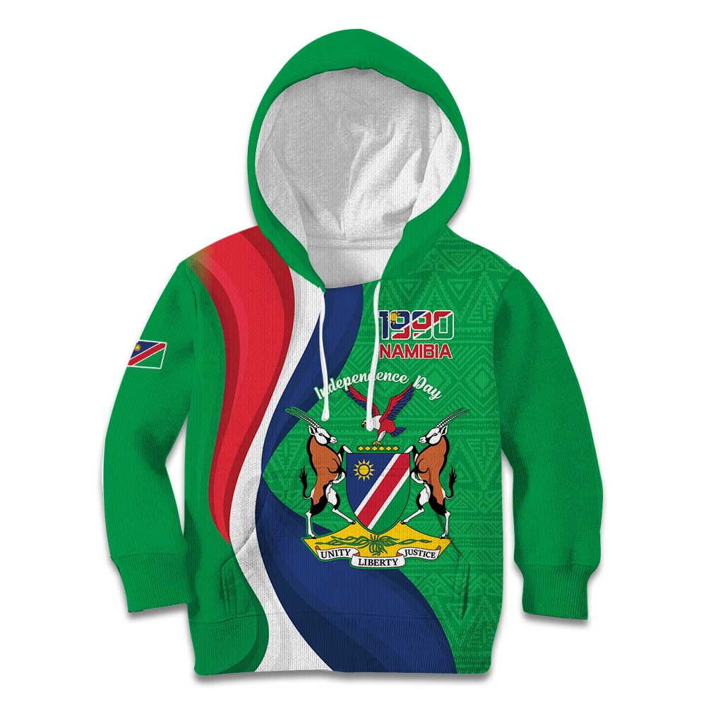 Personalised Namibia Independence Day Kid Hoodie Coat Of Arms With African Pattern