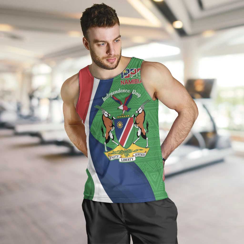 Personalised Namibia Independence Day Men Tank Top Coat Of Arms With African Pattern