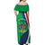 Personalised Namibia Independence Day Off Shoulder Maxi Dress Coat Of Arms With African Pattern