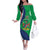 Personalised Namibia Independence Day Off The Shoulder Long Sleeve Dress Coat Of Arms With African Pattern