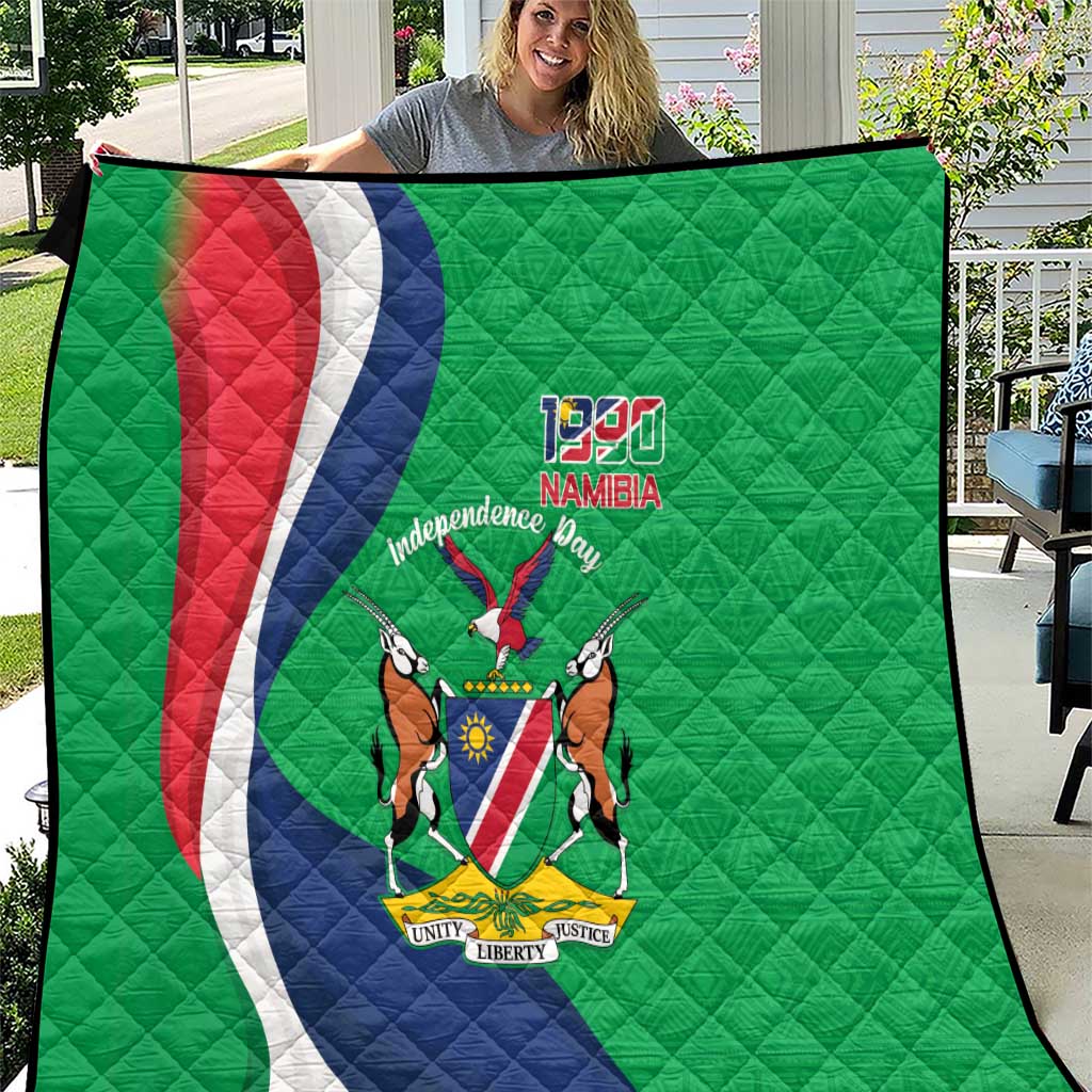 Personalised Namibia Independence Day Quilt Coat Of Arms With African Pattern