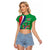 Personalised Namibia Independence Day Raglan Cropped T Shirt Coat Of Arms With African Pattern