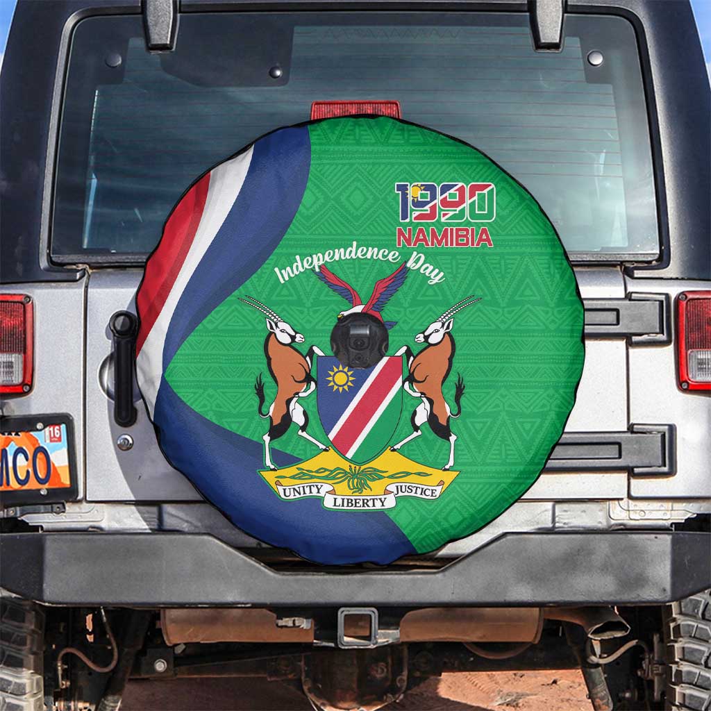 Personalised Namibia Independence Day Spare Tire Cover Coat Of Arms With African Pattern