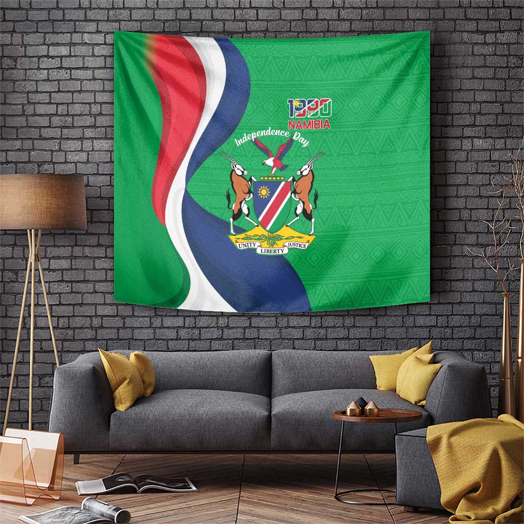 Personalised Namibia Independence Day Tapestry Coat Of Arms With African Pattern