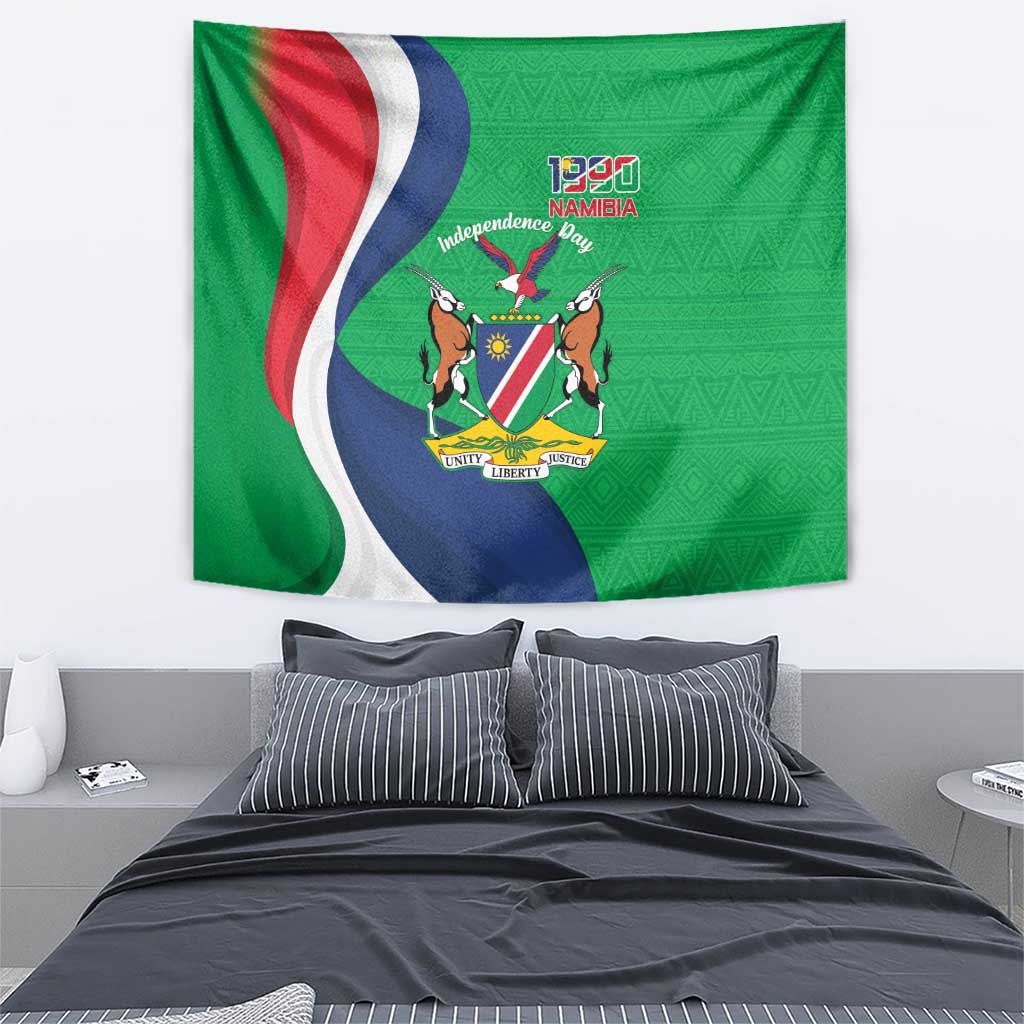 Personalised Namibia Independence Day Tapestry Coat Of Arms With African Pattern