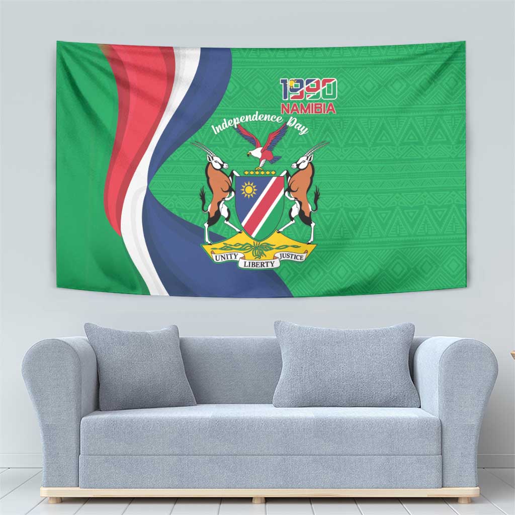Personalised Namibia Independence Day Tapestry Coat Of Arms With African Pattern