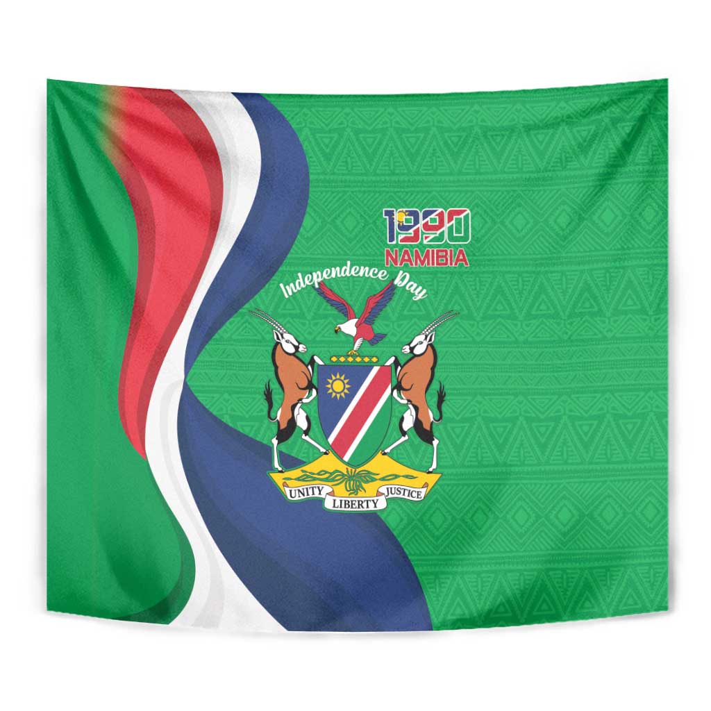 Personalised Namibia Independence Day Tapestry Coat Of Arms With African Pattern