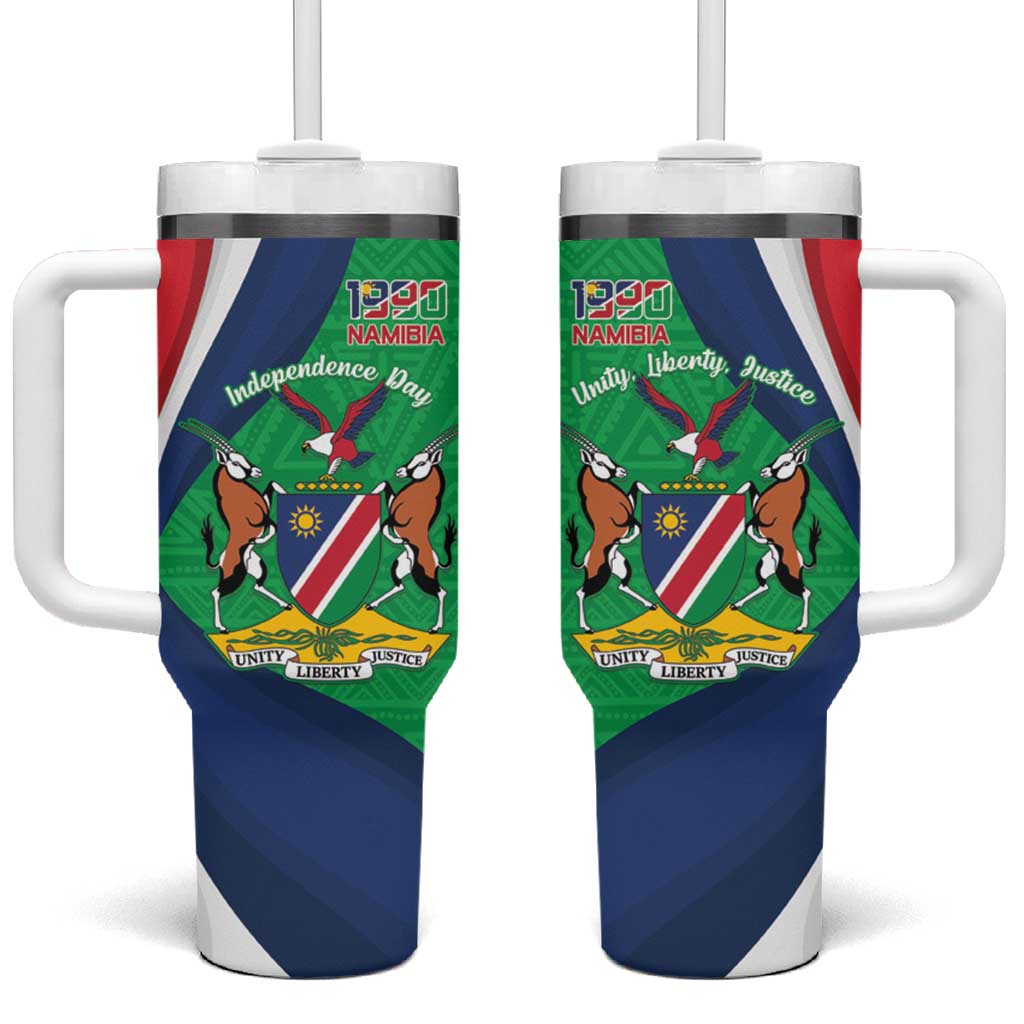 Personalised Namibia Independence Day Tumbler With Handle Coat Of Arms With African Pattern