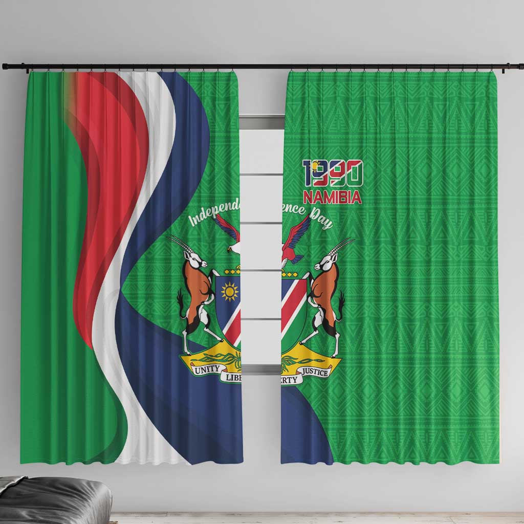 Personalised Namibia Independence Day Window Curtain Coat Of Arms With African Pattern