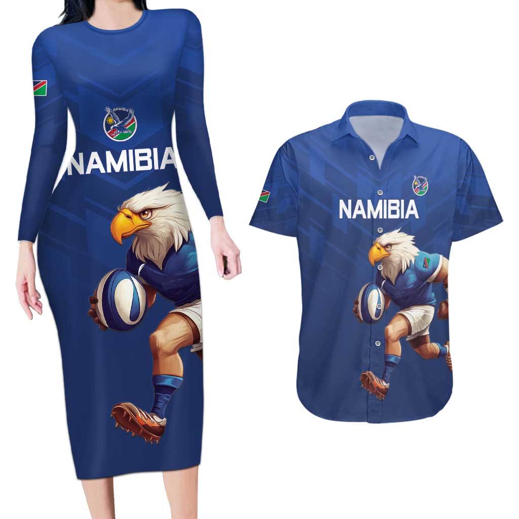 Namibia Rugby Custom Couples Matching Long Sleeve Bodycon Dress and Hawaiian Shirt Go Welwitschias