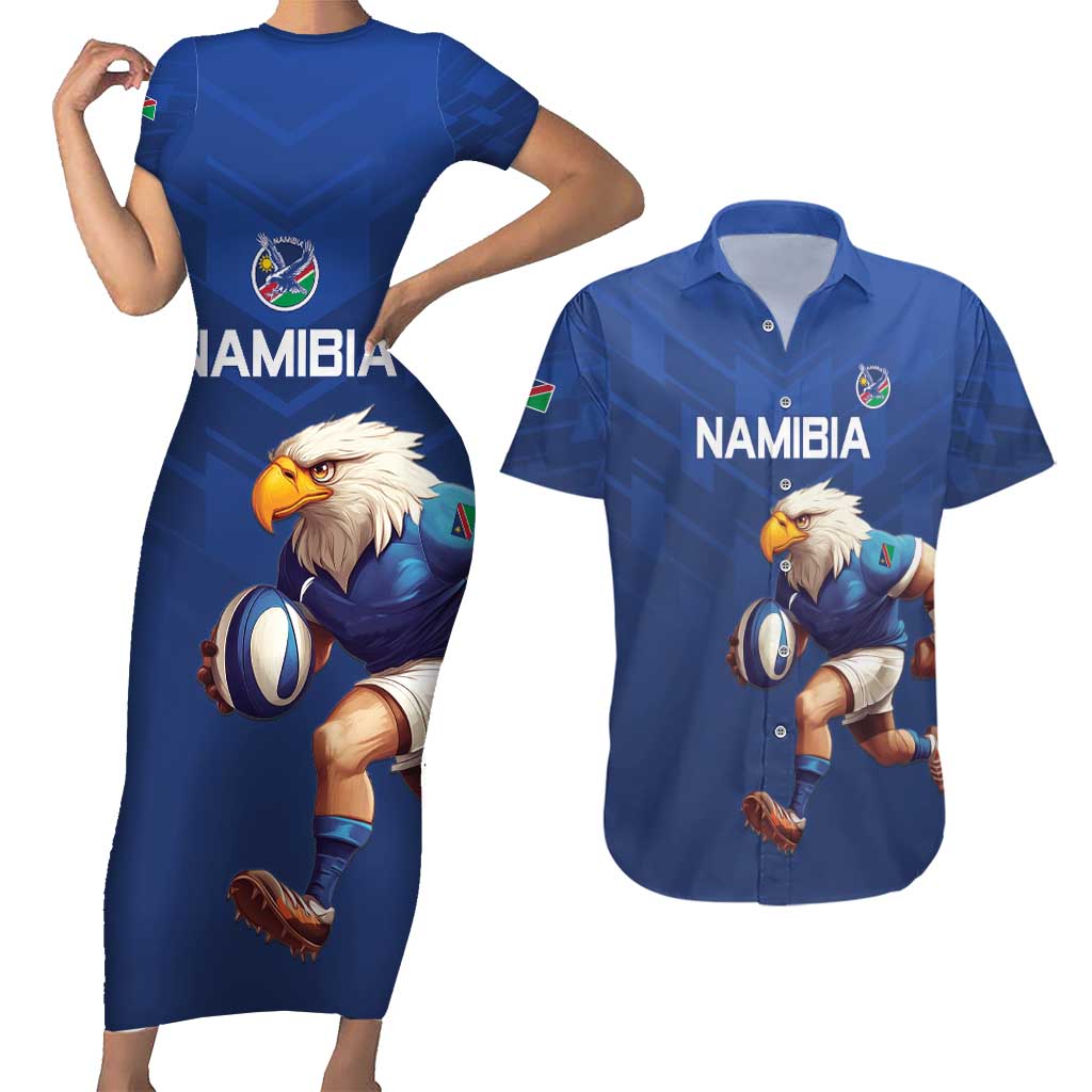 Namibia Rugby Custom Couples Matching Short Sleeve Bodycon Dress and Hawaiian Shirt Go Welwitschias