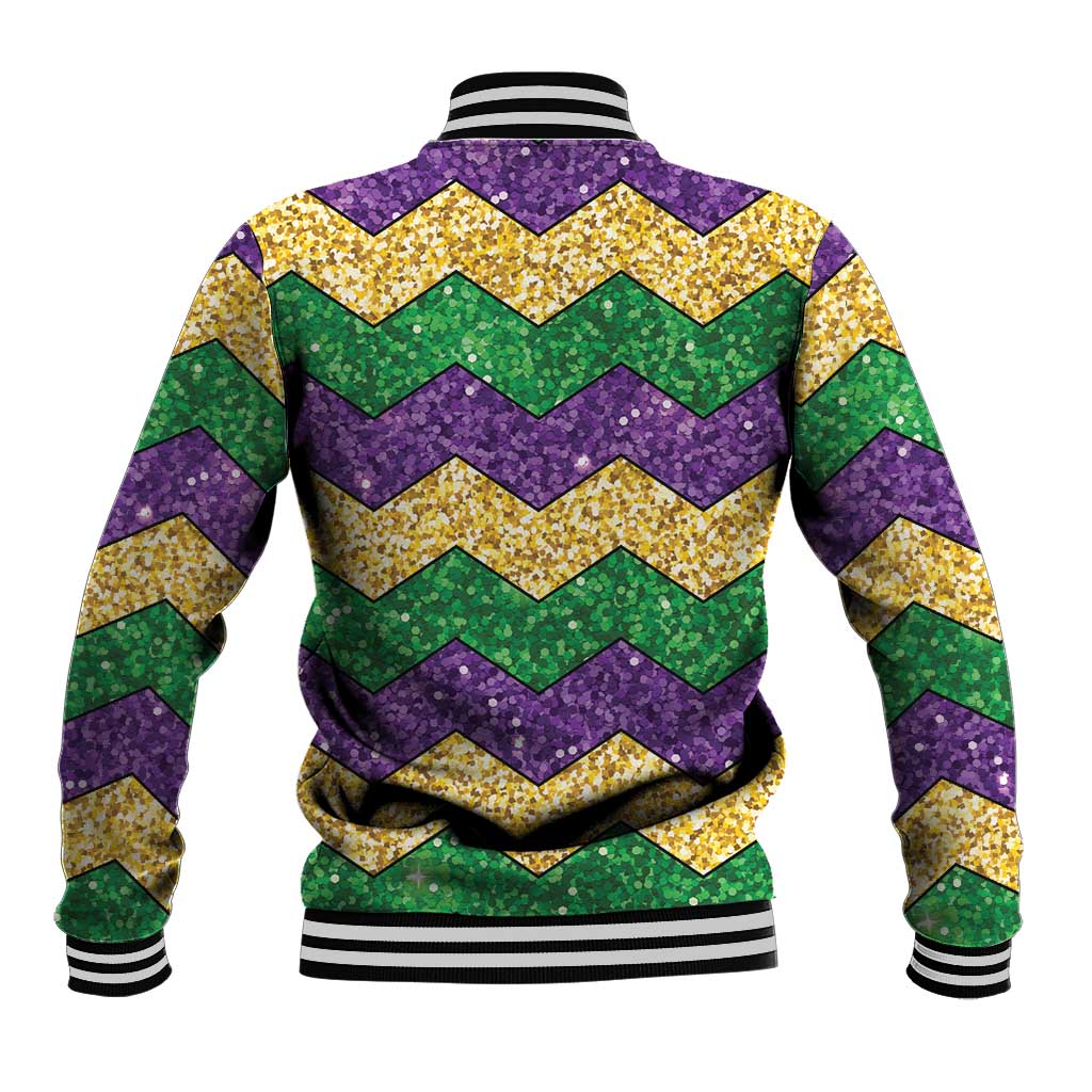 Mardi Gras Zigzag Sparkle Style Baseball Jacket
