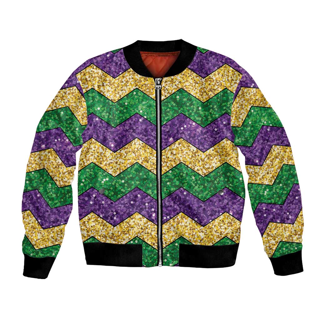Mardi Gras Zigzag Sparkle Style Bomber Jacket