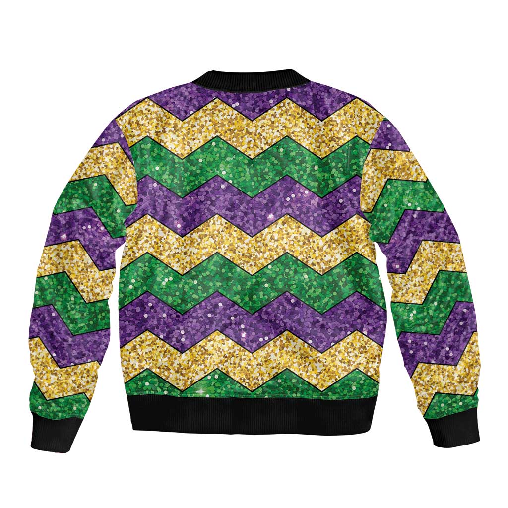 Mardi Gras Zigzag Sparkle Style Bomber Jacket