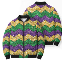 Mardi Gras Zigzag Sparkle Style Bomber Puffer Jacket
