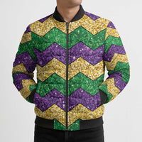 Mardi Gras Zigzag Sparkle Style Bomber Puffer Jacket