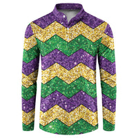 Mardi Gras Zigzag Sparkle Style Button Sweatshirt