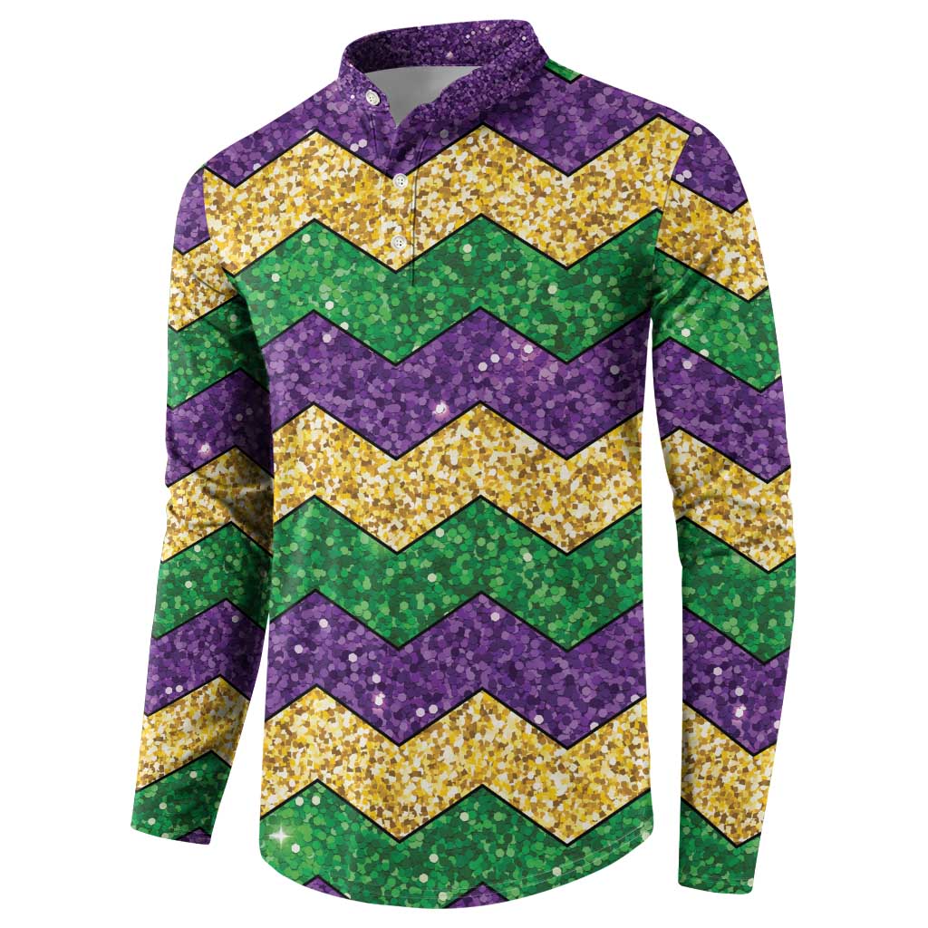 Mardi Gras Zigzag Sparkle Style Button Sweatshirt