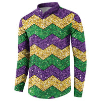 Mardi Gras Zigzag Sparkle Style Button Sweatshirt