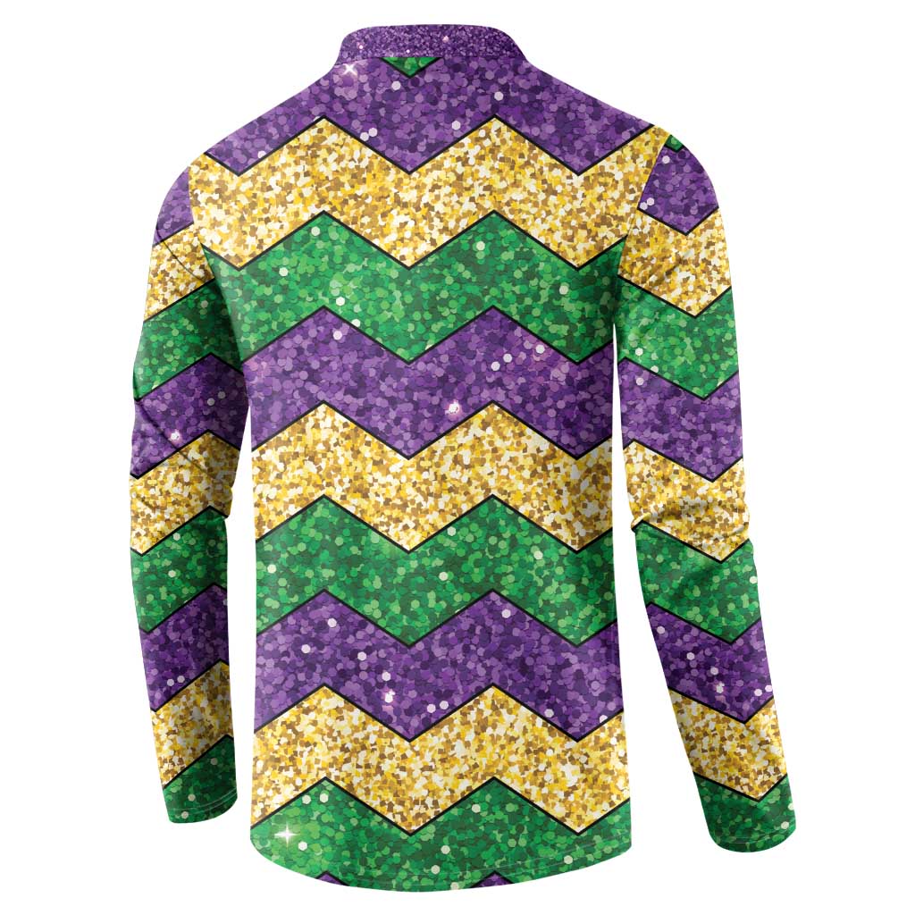 Mardi Gras Zigzag Sparkle Style Button Sweatshirt