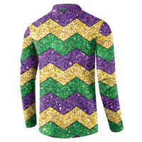Mardi Gras Zigzag Sparkle Style Button Sweatshirt