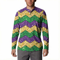 Mardi Gras Zigzag Sparkle Style Button Sweatshirt