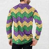 Mardi Gras Zigzag Sparkle Style Button Sweatshirt