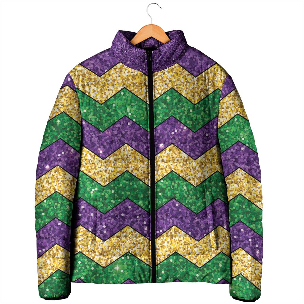 Mardi Gras Zigzag Sparkle Style Padded Jacket