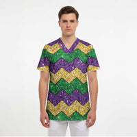 Mardi Gras Zigzag Sparkle Style Scrub Top